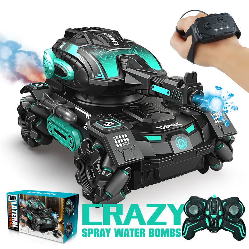 Gesture sensing remote control spray car 2.4G four-wheel stunt launch water polo tank car boy machine armour game toy car