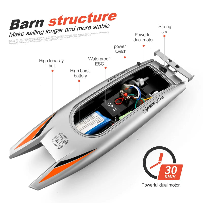 2.4G RC High Speed Racing Boat Waterproof Double Motor Remote Control Professional Speedboat 805 Gifts Toys for boys