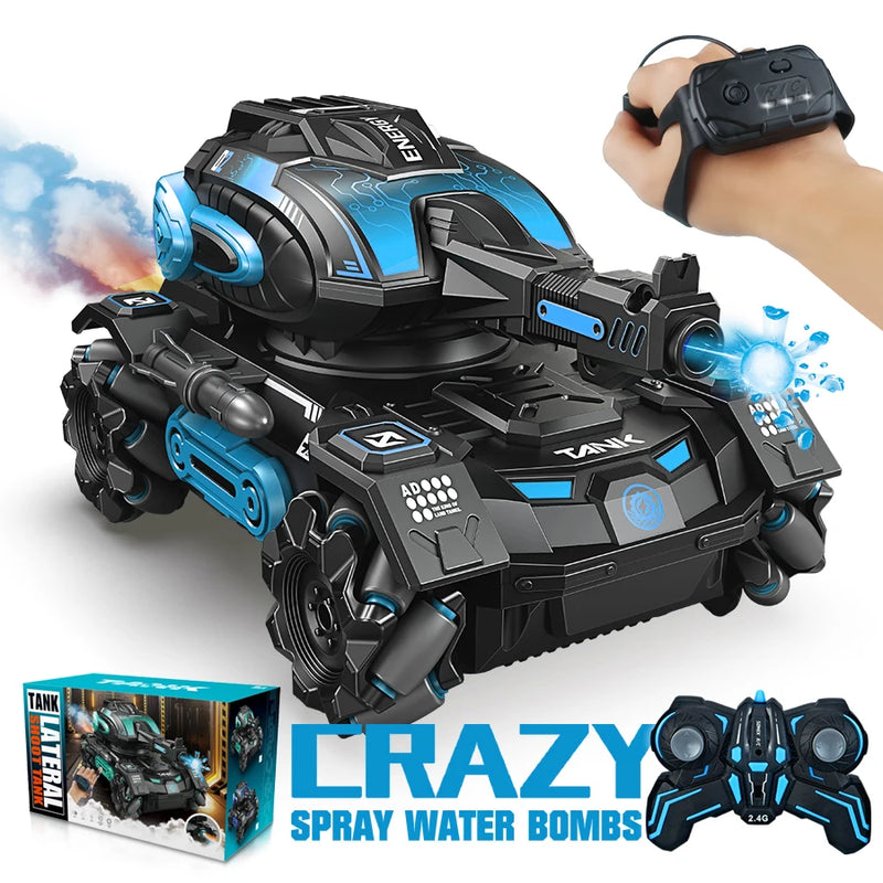 Gesture sensing remote control spray car 2.4G four-wheel stunt launch water polo tank car boy machine armour game toy car